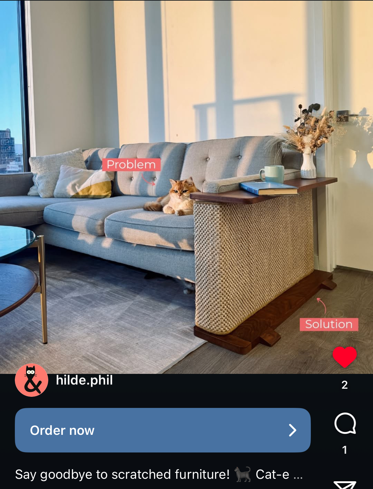 Hilde & Phil Furniture pet product photography by UGC creator Purrernie